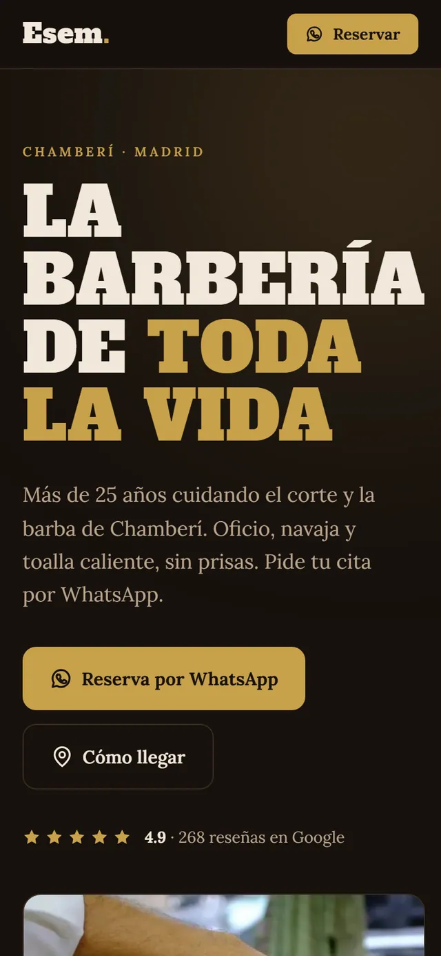 Captura del ejemplo Esem Barbería Clásica